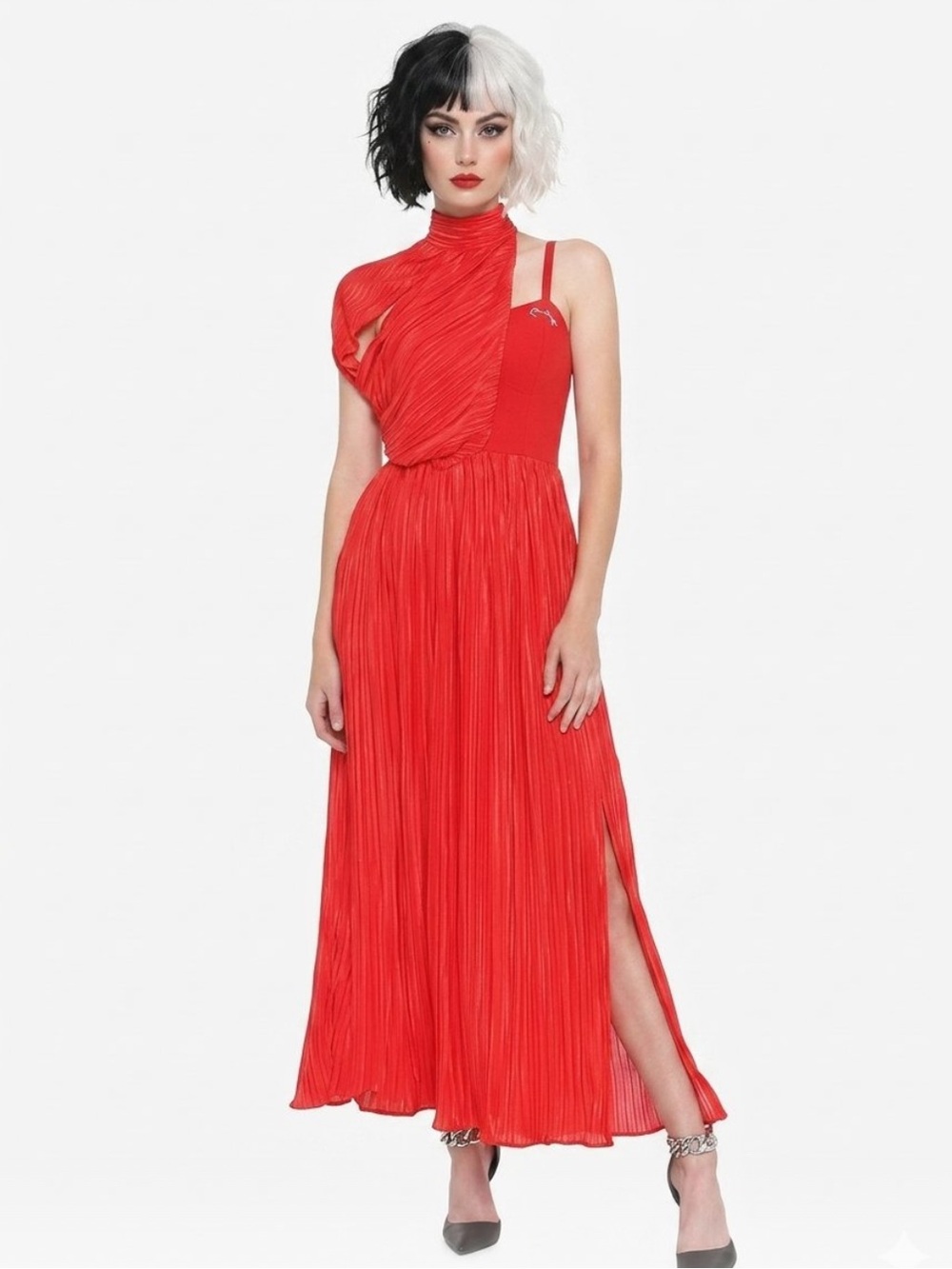 Disney Her Universe Cruella Red Asymmetrical One-Shoulder Maxi Dress size Medium